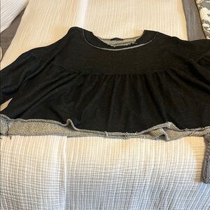 Final Touch Black Boxy Bib Collar Blouse